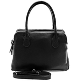 Háromrekeszes női táska természetes bőrből – fekete