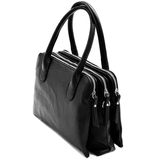 Háromrekeszes női táska természetes bőrből – fekete