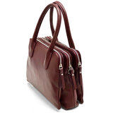 Háromrekeszes női táska természetes bőrből – bordó