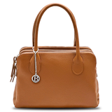 Háromrekeszes női táska természetes bőrből – téglabarna