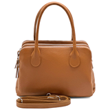 Háromrekeszes női táska természetes bőrből – téglabarna