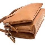 Háromrekeszes női táska természetes bőrből – bordó