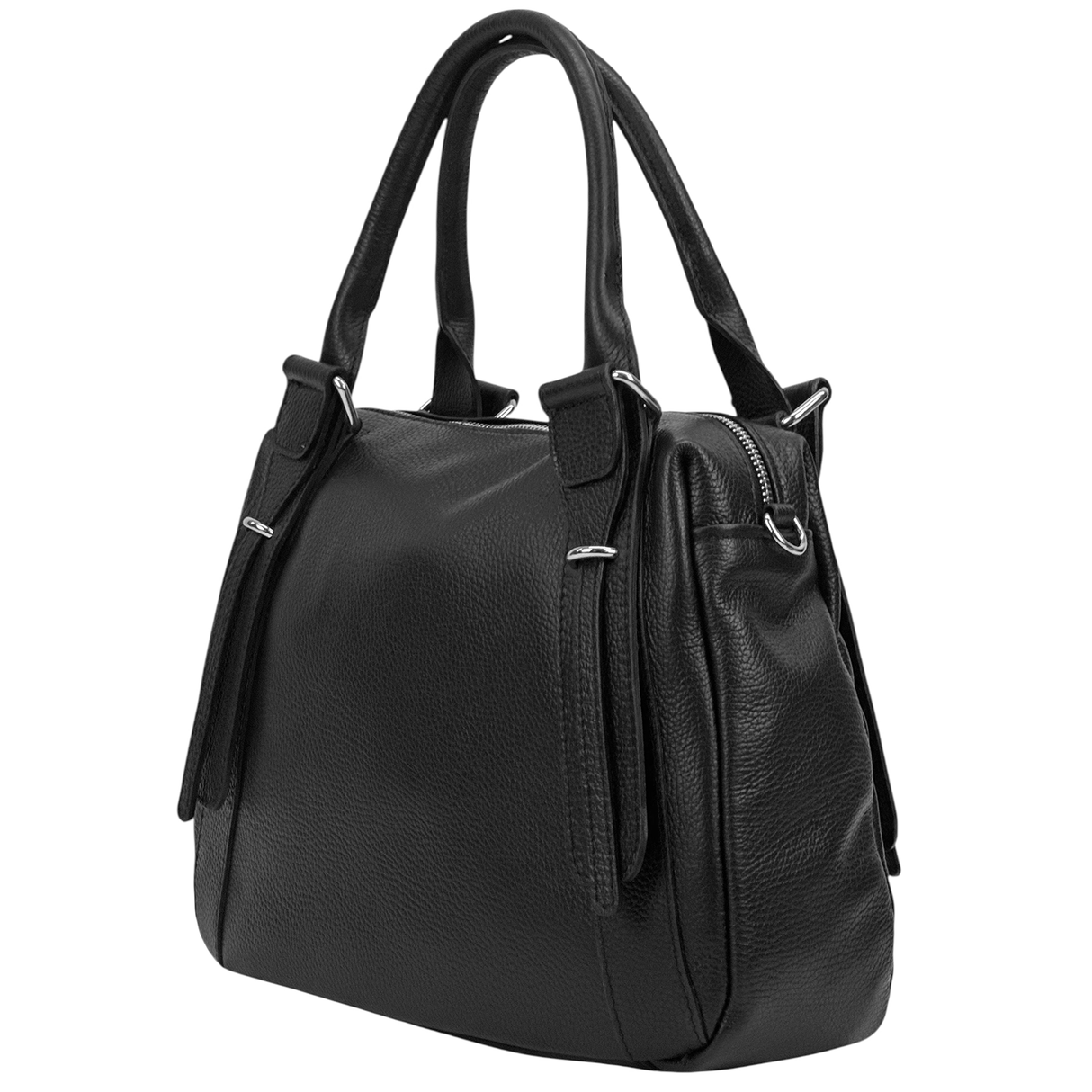 Nagy méretű női táska természetes bőrből – fekete