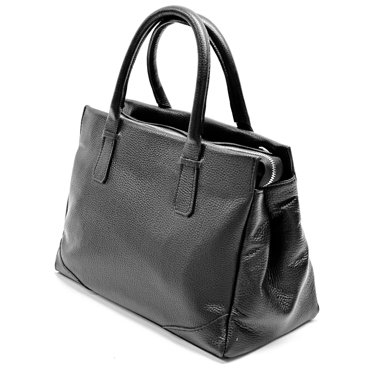 Női táska, természetes bőrből – fekete