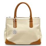 Női táska, természetes bőrből – bézs / téglabarna