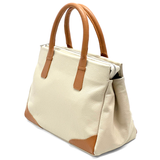 Női táska, természetes bőrből – bézs / téglabarna