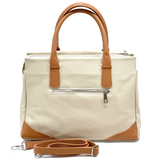 Női táska, természetes bőrből – bézs / téglabarna