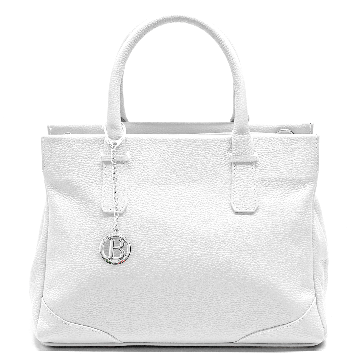 Női táska, természetes bőrből – fehér