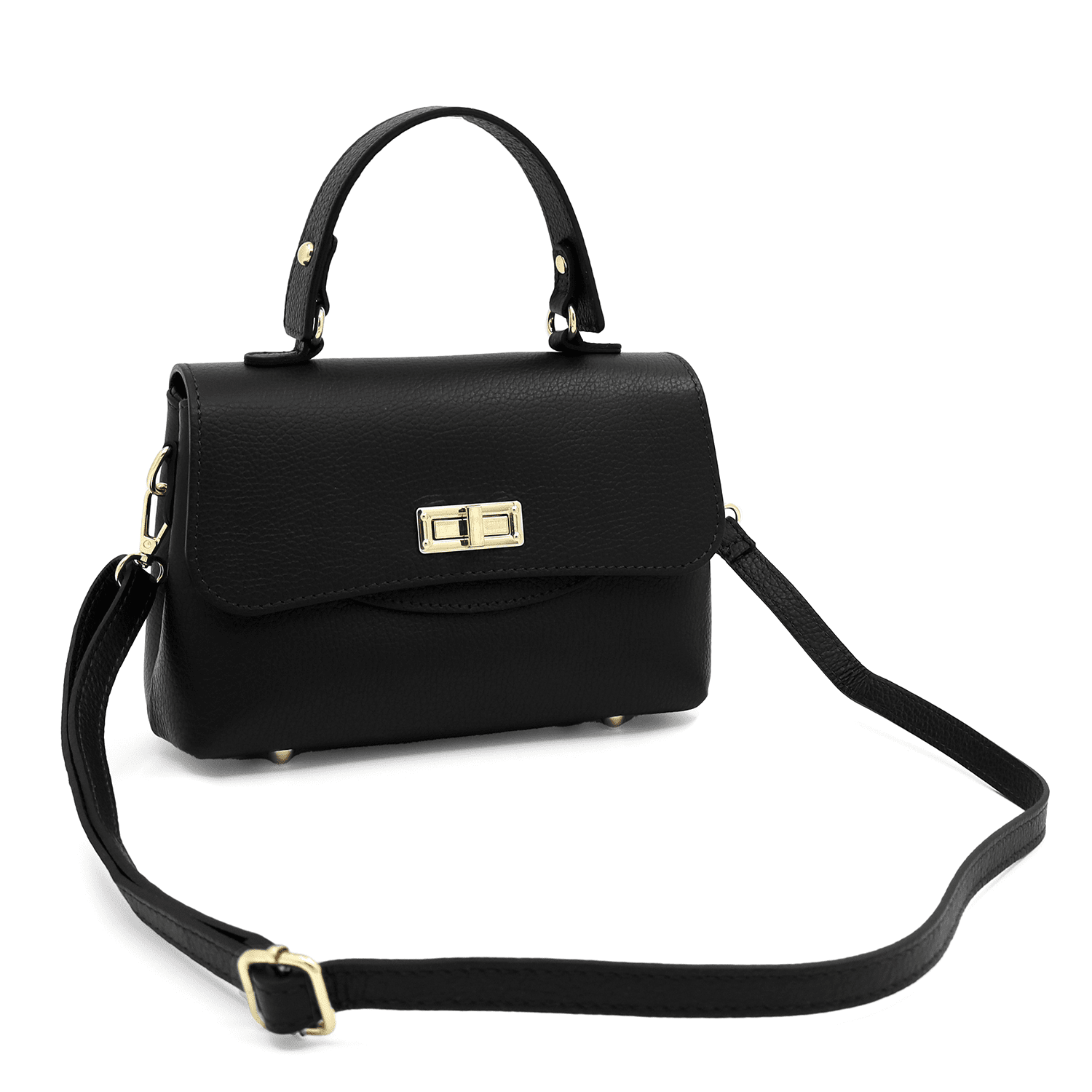 Kicsi és elegáns táska természetes bőrből Poli - fekete