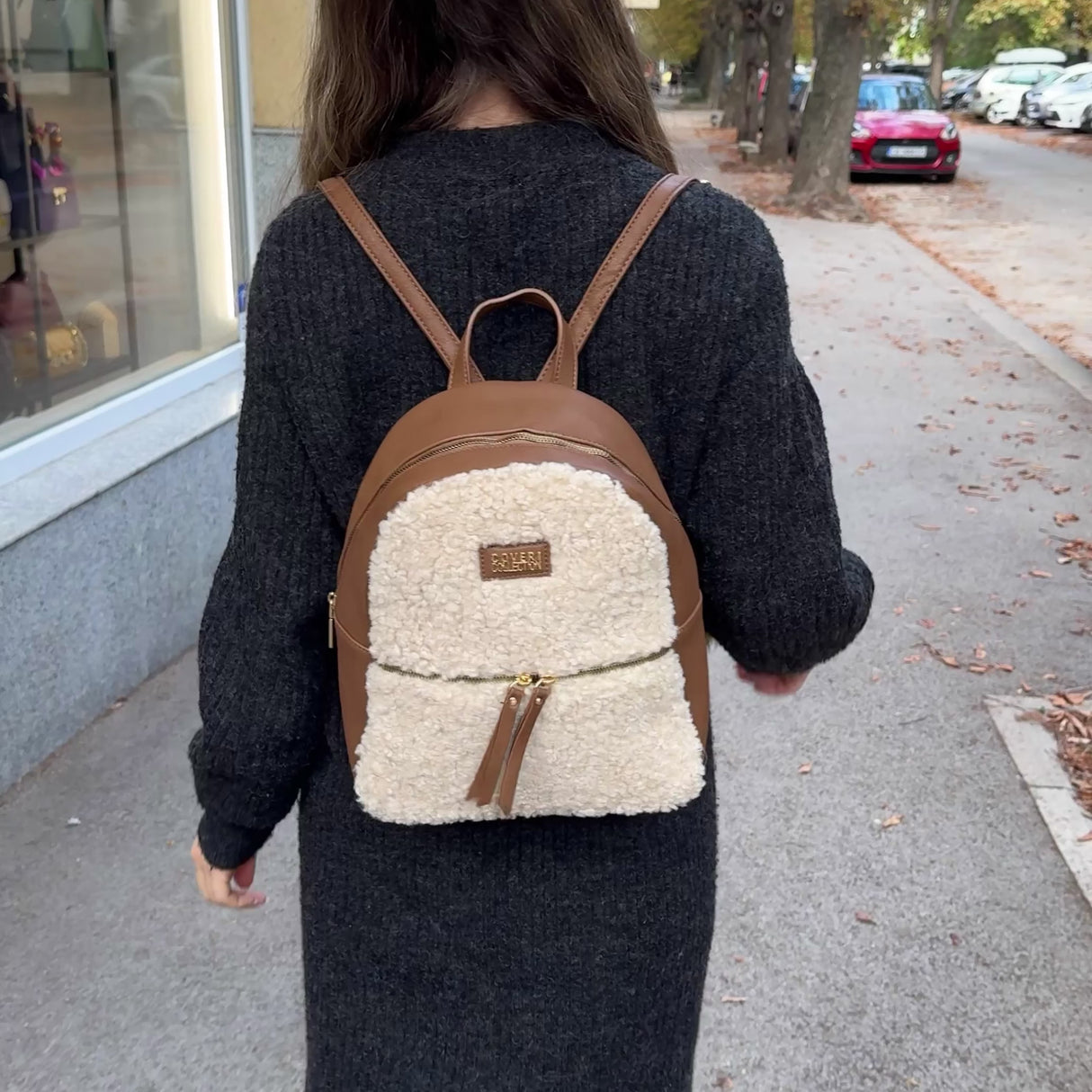 Plüss női hátizsák – zöld