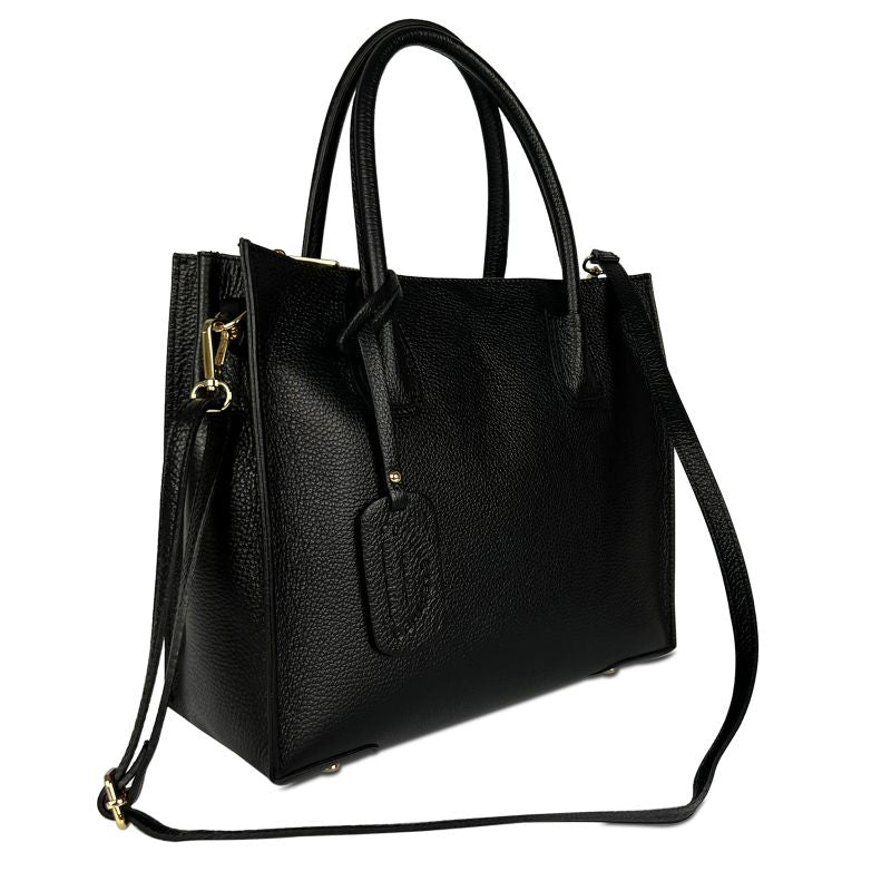 Elegáns táska természetes bőrből Bianca - fekete