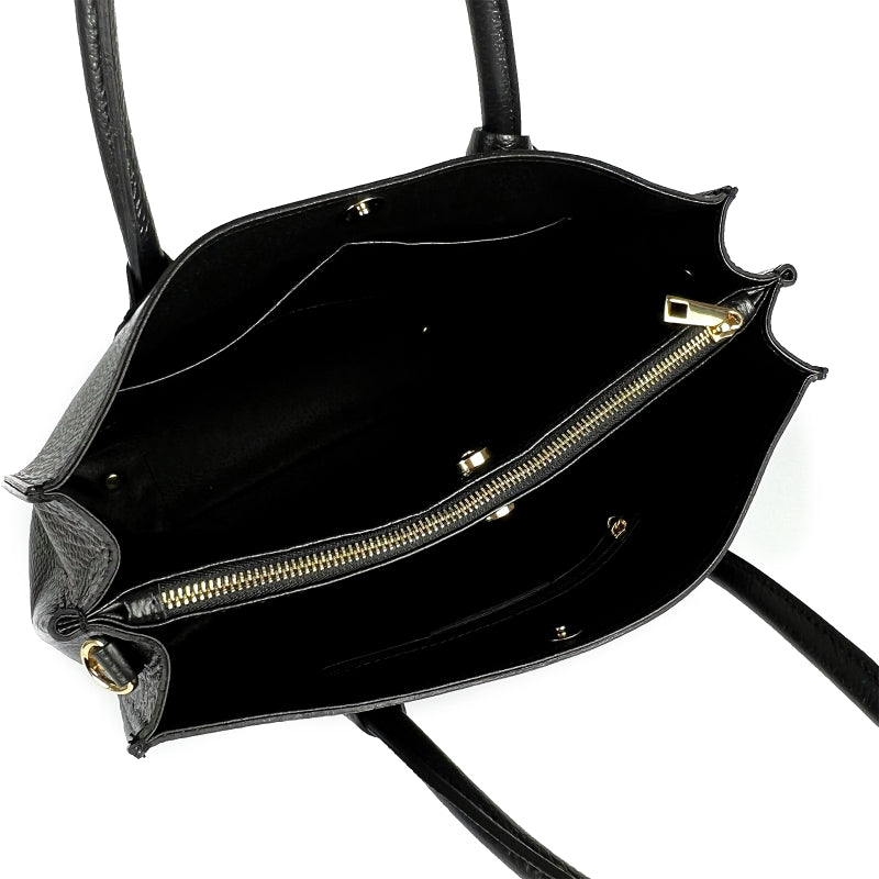 Elegáns táska természetes bőrből Bianca - fekete