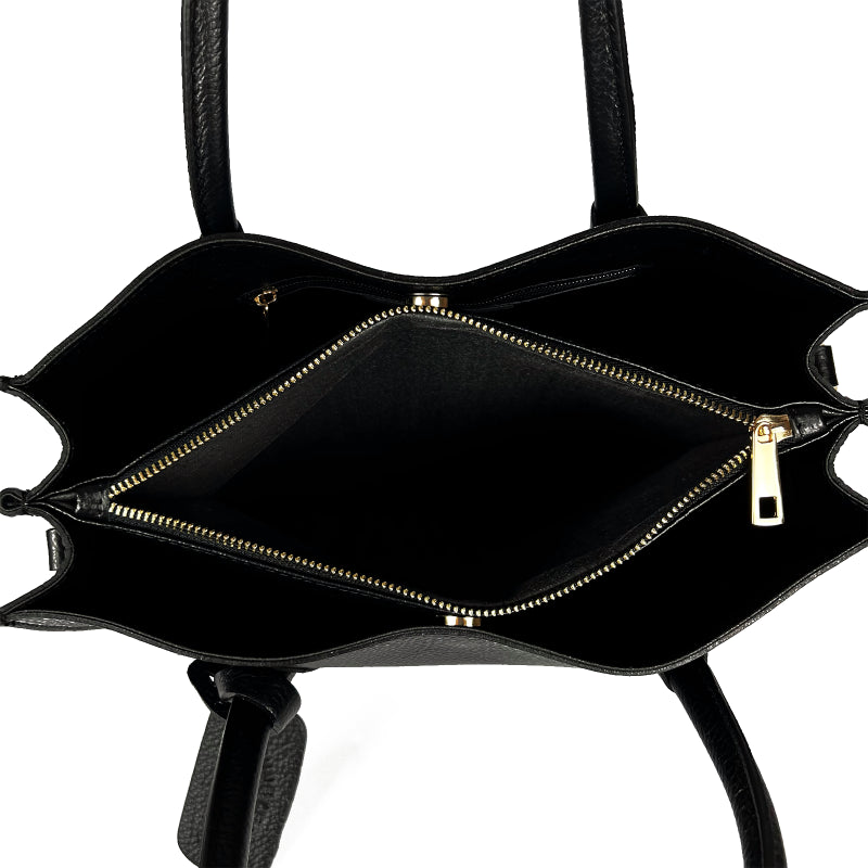 Elegáns táska természetes bőrből Bianca - fekete