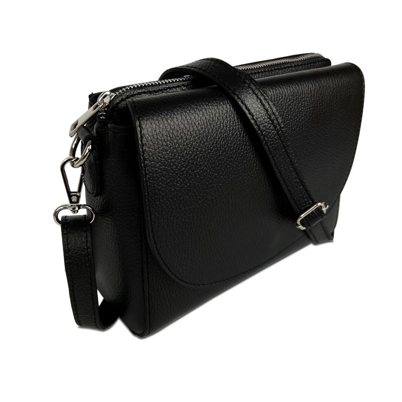 Válltáska természetes bőrből Milana - fekete