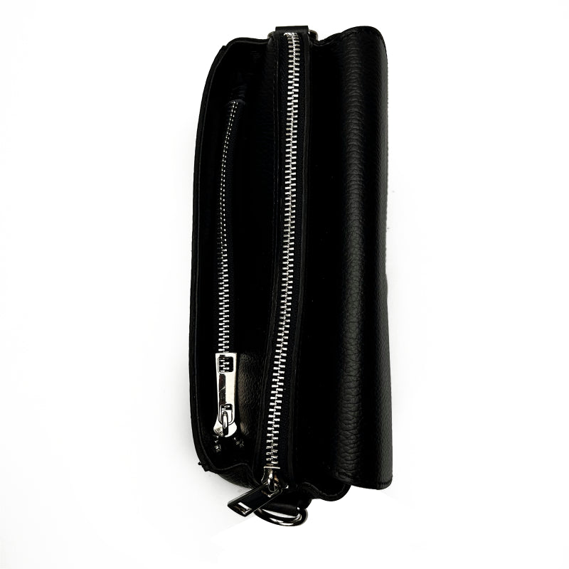 Válltáska természetes bőrből Milana - fekete