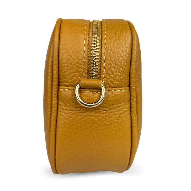Természetes bőr válltáska Bria - mustársárga