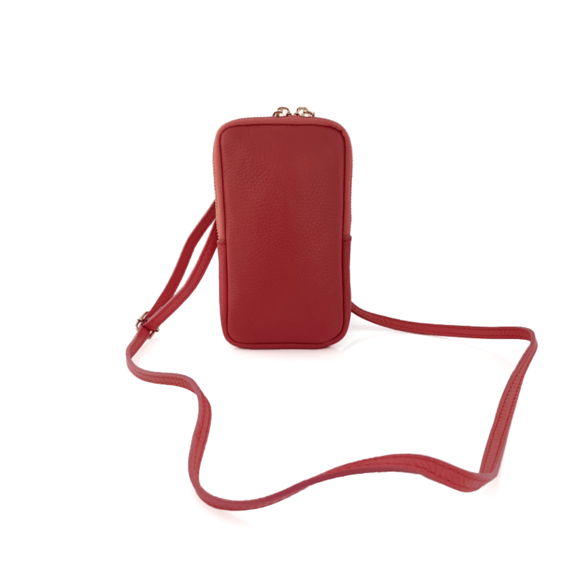 2 az 1-ben - táska és pénztárca természetes bőrből - piros