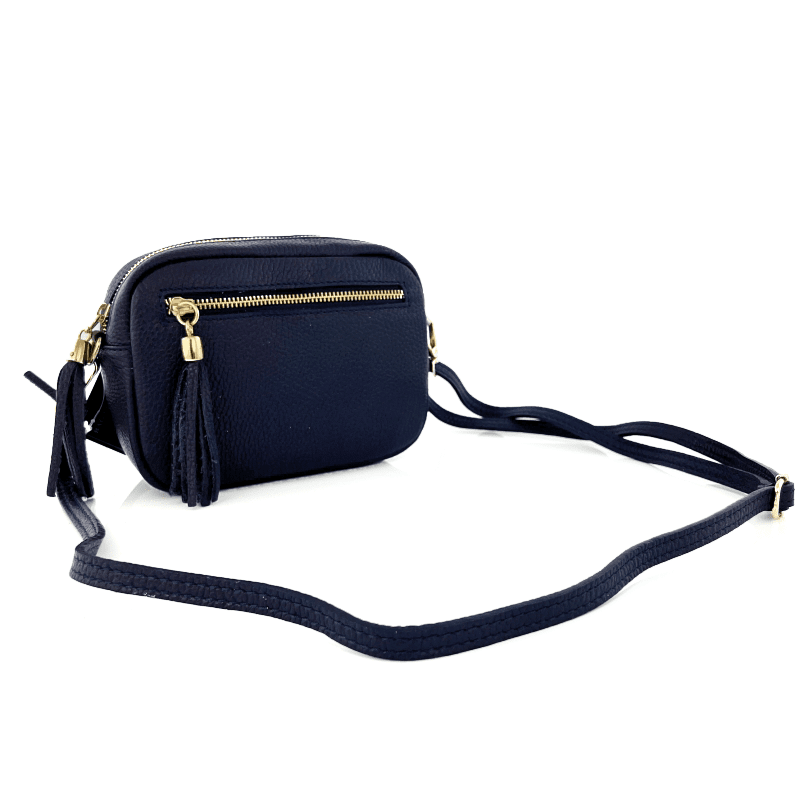 Flavia természetes bőr válltáska - sötétkék