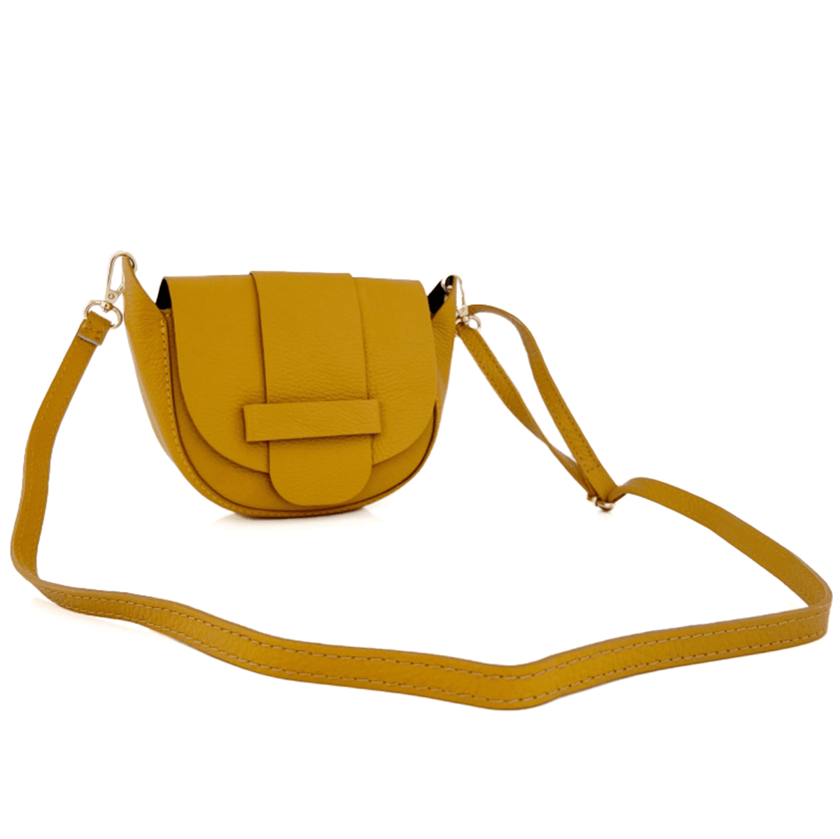 Leandra természetes bőr válltáska - mustársárga