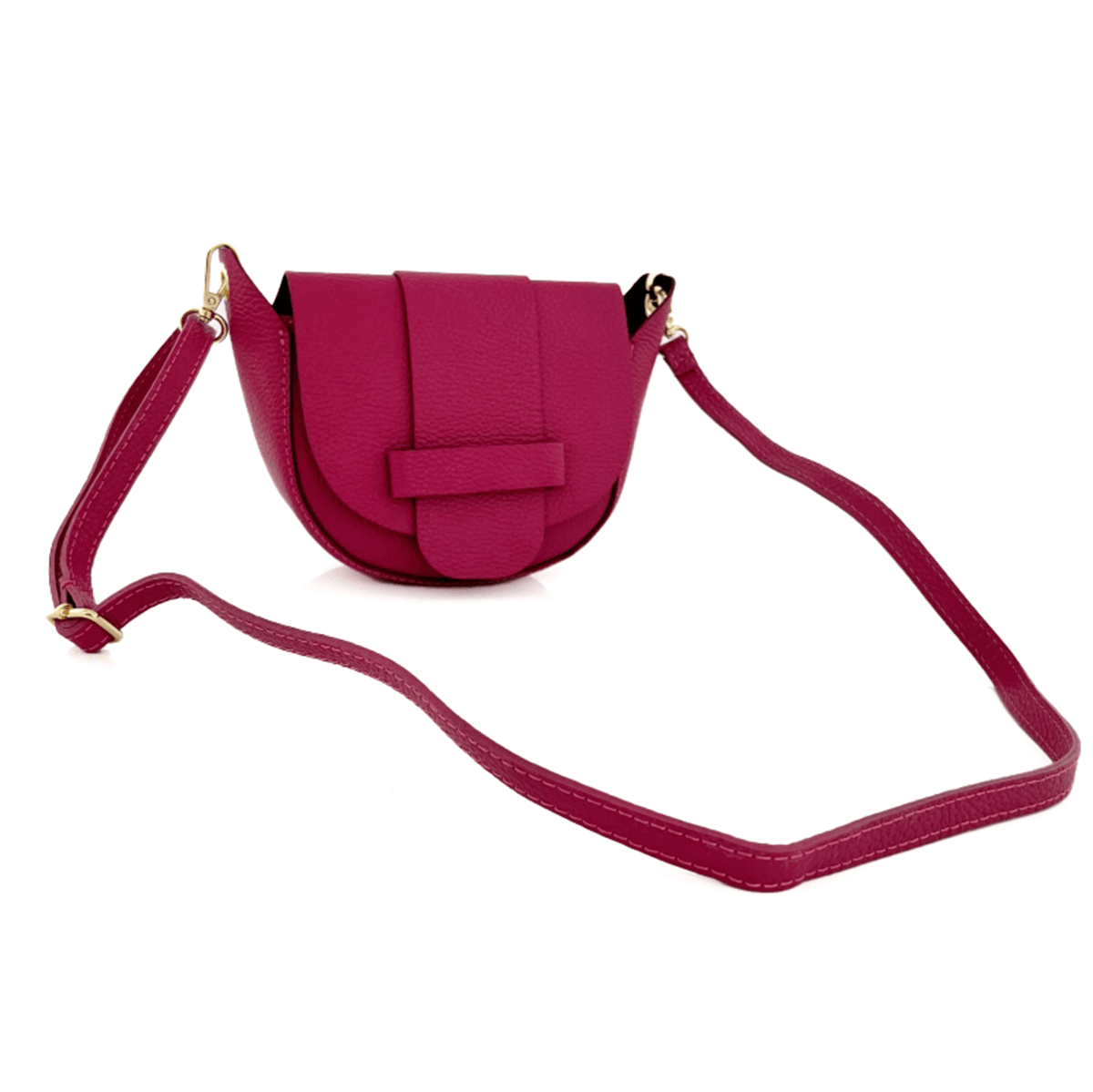 Leandra természetes bőr válltáska – fukszia