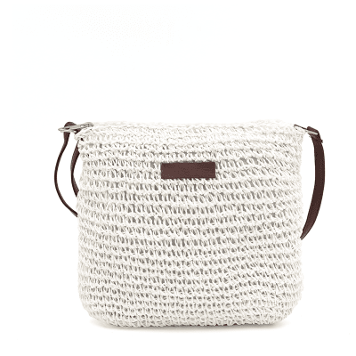 Könnyű raffia válltáska – fehér