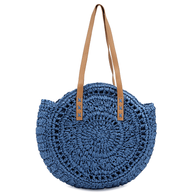 Nagy raffia táska Boho - sötétkék