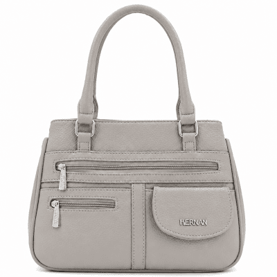 Női táska 3 rekesszel és sok zsebbel  - szürke