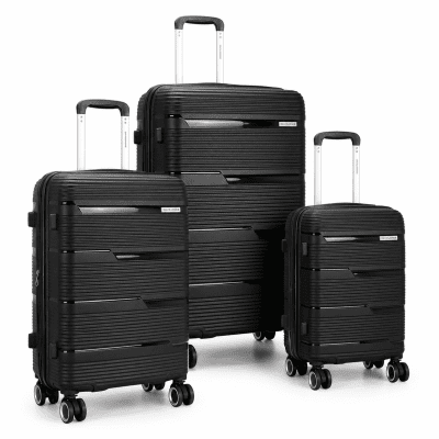 David Jones – 3 részes bőröndszett levehető kerekekkel – fekete