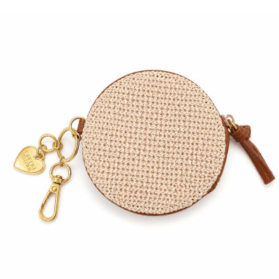 Raffia pénztárca kulcstartóval – téglabarna