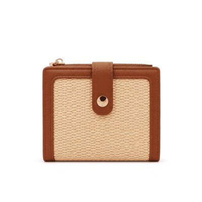 Diana & Co – Női raffia pénztárca – világosbarna/téglabarna