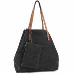 Nagyméretű női táska függő pénztárcával + neszesszer fazonú válltáska – szürke