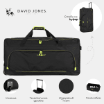 David Jones – Nagyméretű gurulós utazótáska teleszkópos húzófogantyúval – fekete